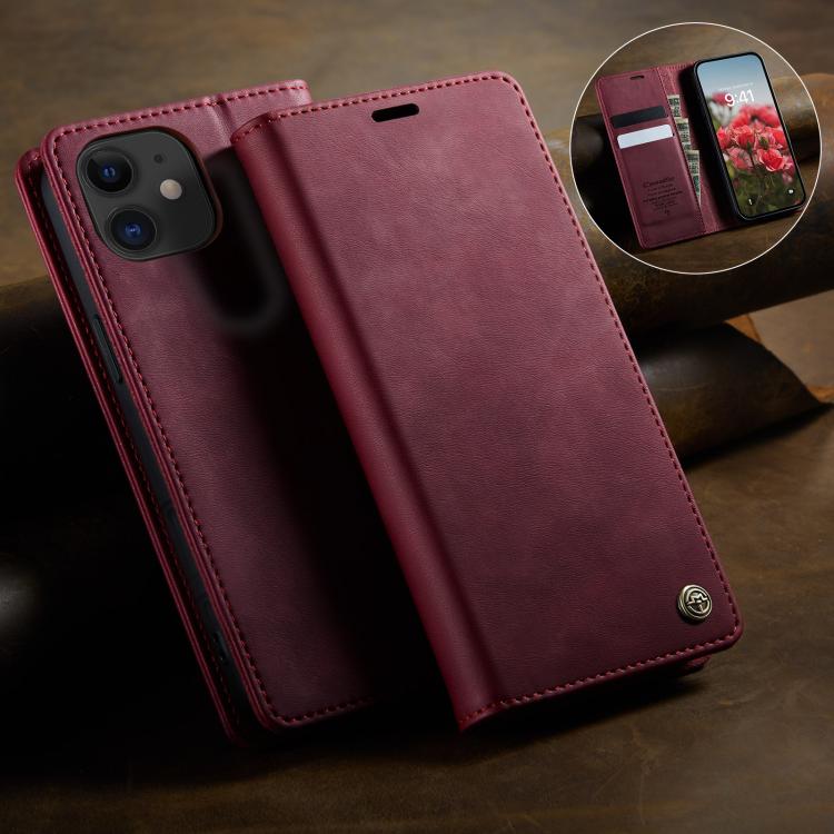 For iPhone 12 mini CaseMe 033 Calf Leather Lining Microfibre RFID Blocking Phone Case
