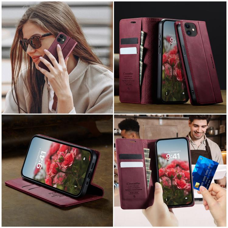 For iPhone 12 mini CaseMe 033 Calf Leather Lining Microfibre RFID Blocking Phone Case