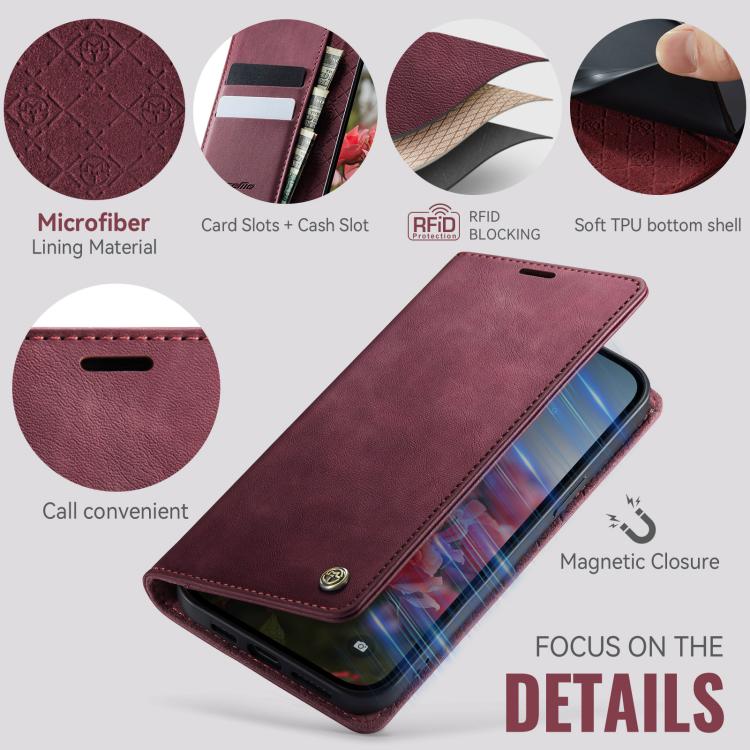 For iPhone 12 mini CaseMe 033 Calf Leather Lining Microfibre RFID Blocking Phone Case