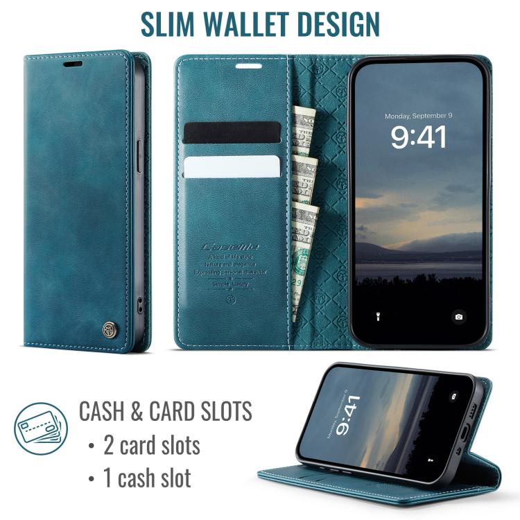 For iPhone 12 mini CaseMe 033 Calf Leather Lining Microfibre RFID Blocking Phone Case