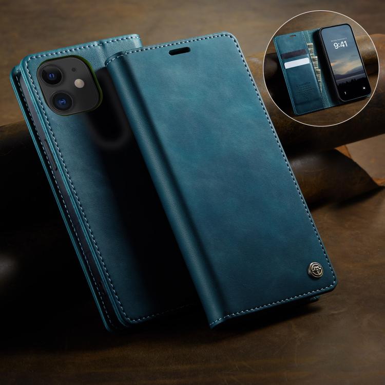 For iPhone 12 mini CaseMe 033 Calf Leather Lining Microfibre RFID Blocking Phone Case