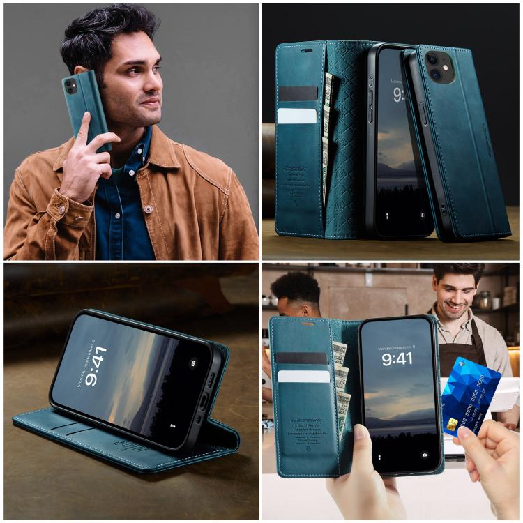 For iPhone 12 mini CaseMe 033 Calf Leather Lining Microfibre RFID Blocking Phone Case