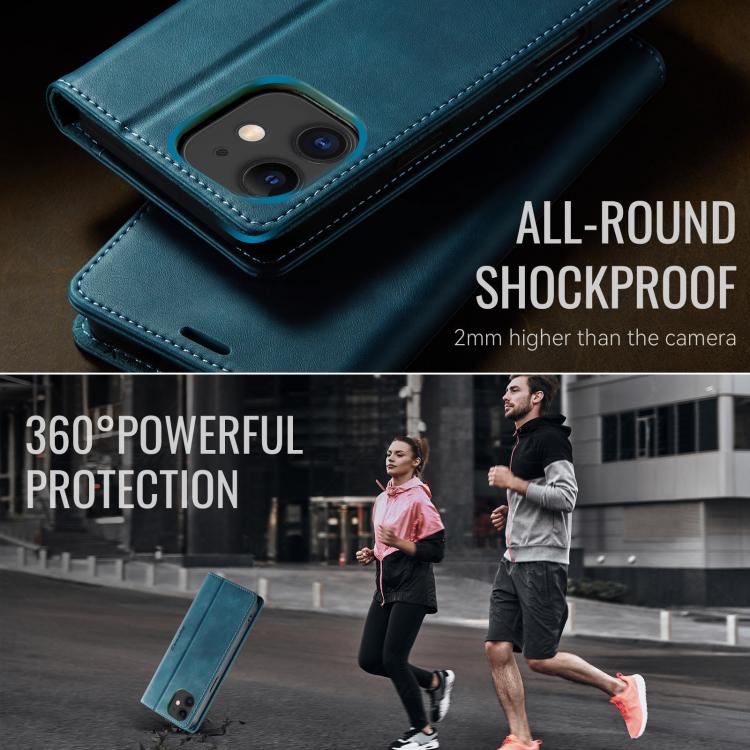 For iPhone 12 mini CaseMe 033 Calf Leather Lining Microfibre RFID Blocking Phone Case
