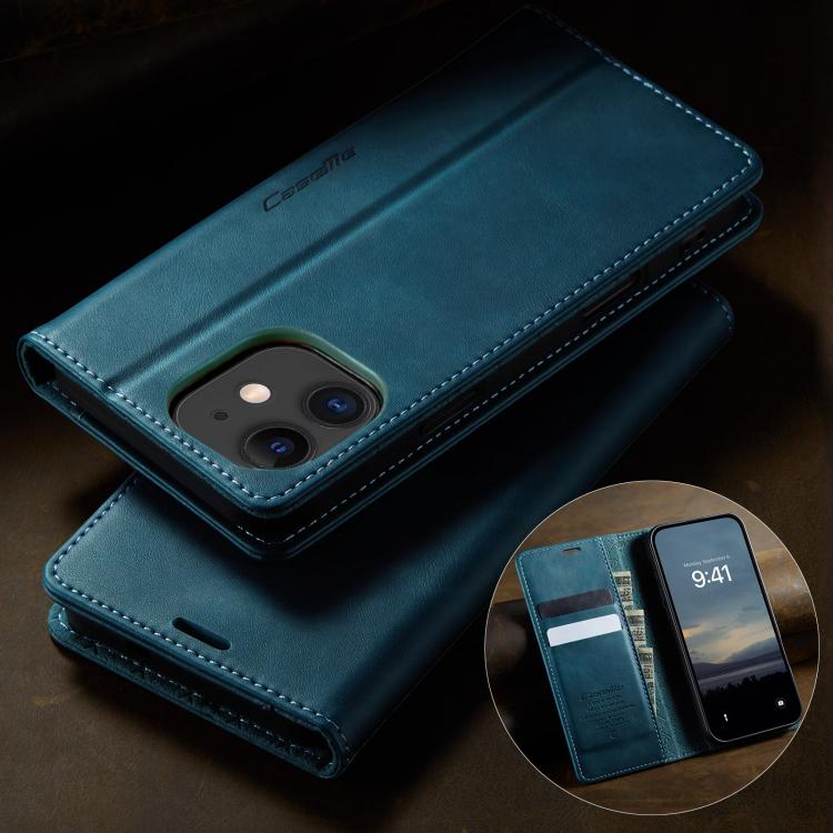 For iPhone 12 mini CaseMe 033 Calf Leather Lining Microfibre RFID Blocking Phone Case