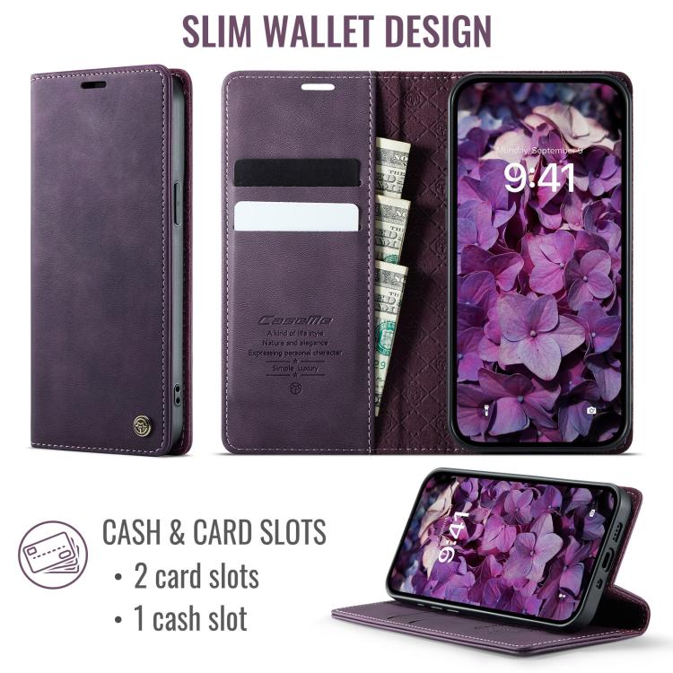 For iPhone 12 mini CaseMe 033 Calf Leather Lining Microfibre RFID Blocking Phone Case