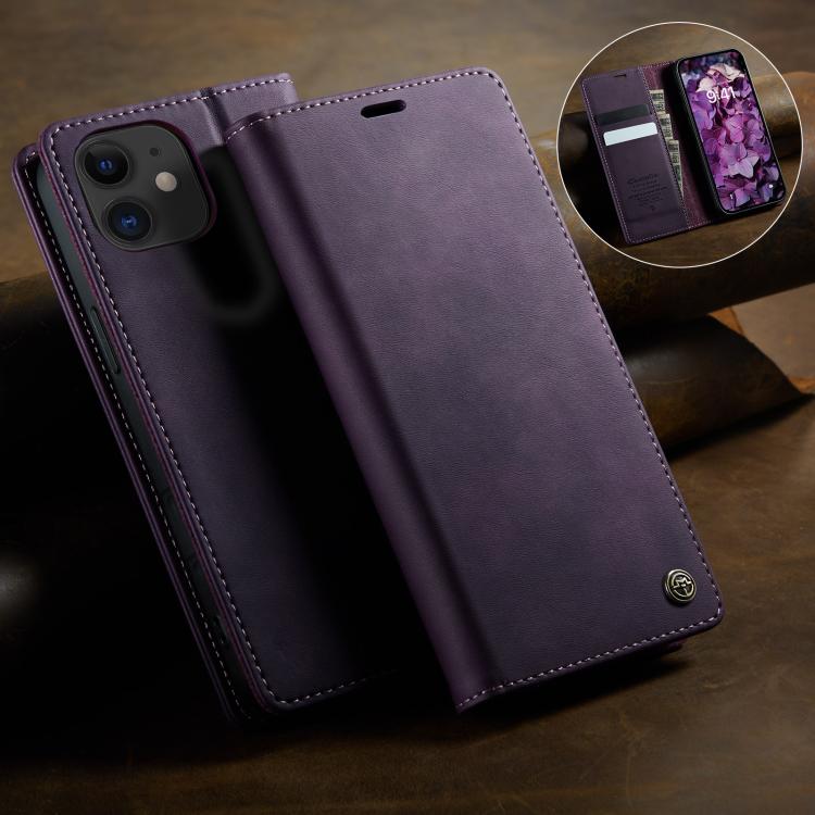 For iPhone 12 mini CaseMe 033 Calf Leather Lining Microfibre RFID Blocking Phone Case