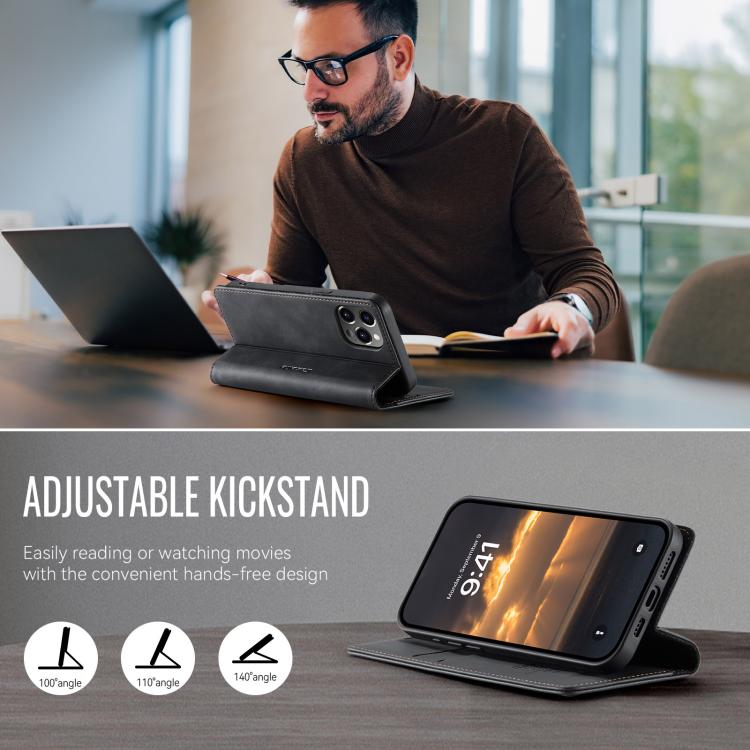 For iPhone 12 Pro Max CaseMe 033 Calf Leather Lining Microfibre RFID Blocking Phone Case