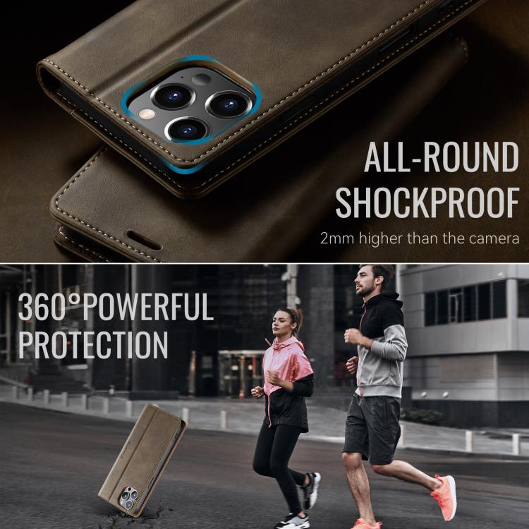 For iPhone 12 Pro Max CaseMe 033 Calf Leather Lining Microfibre RFID Blocking Phone Case