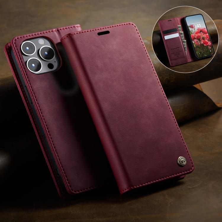 For iPhone 12 Pro Max CaseMe 033 Calf Leather Lining Microfibre RFID Blocking Phone Case