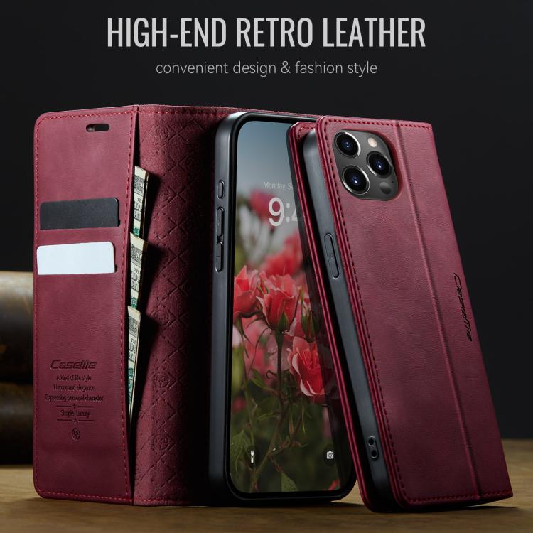 For iPhone 12 Pro Max CaseMe 033 Calf Leather Lining Microfibre RFID Blocking Phone Case