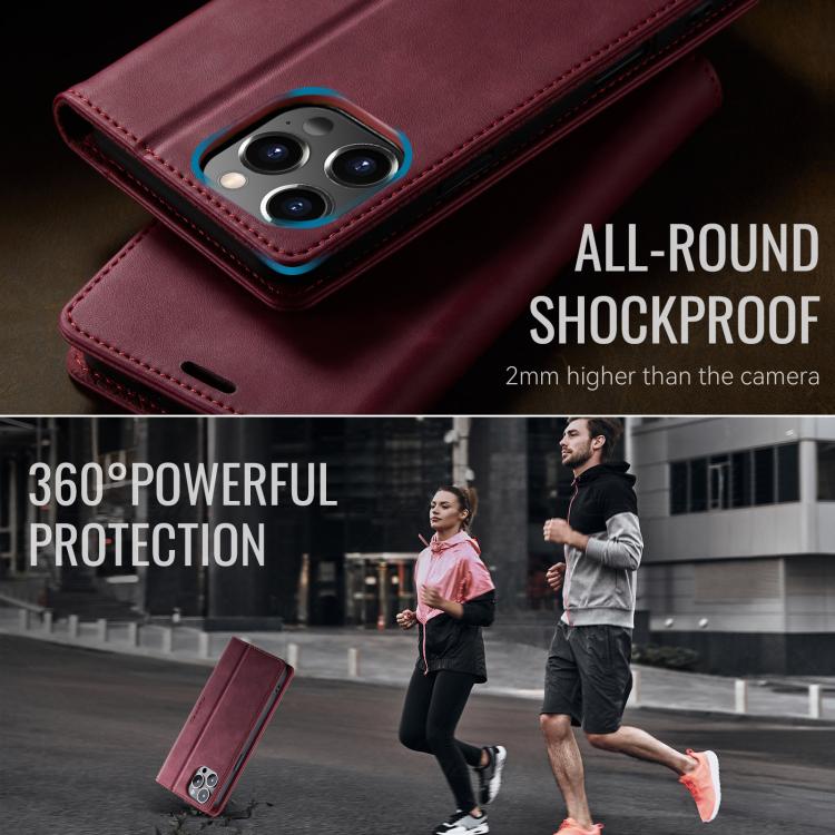 For iPhone 12 Pro Max CaseMe 033 Calf Leather Lining Microfibre RFID Blocking Phone Case