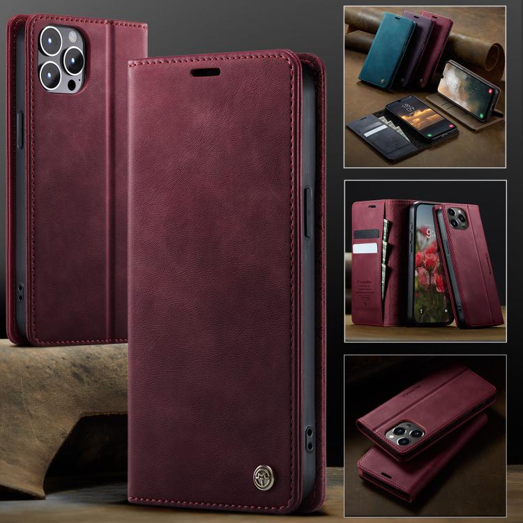 For iPhone 12 Pro Max CaseMe 033 Calf Leather Lining Microfibre RFID Blocking Phone Case