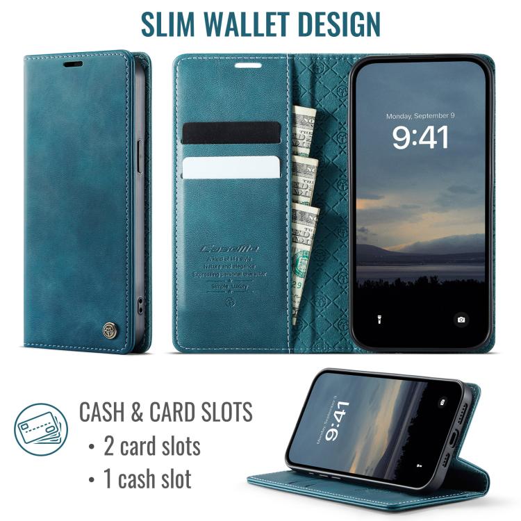 For iPhone 12 Pro Max CaseMe 033 Calf Leather Lining Microfibre RFID Blocking Phone Case