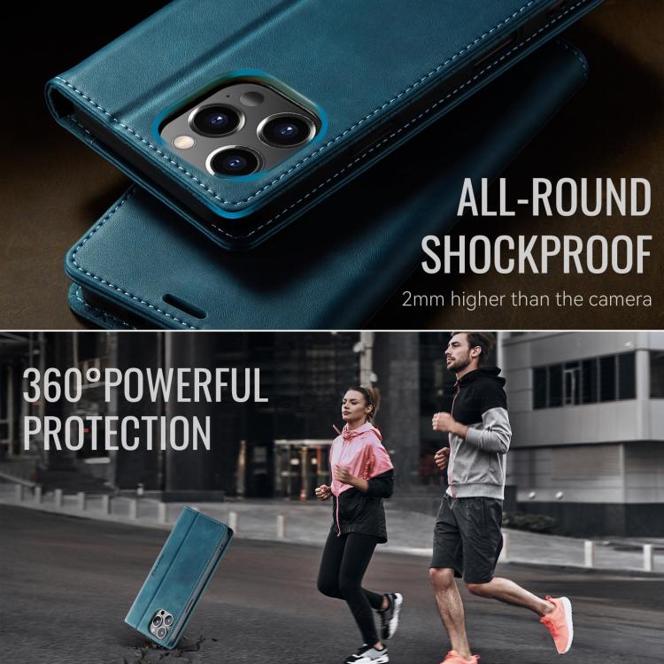 For iPhone 12 Pro Max CaseMe 033 Calf Leather Lining Microfibre RFID Blocking Phone Case