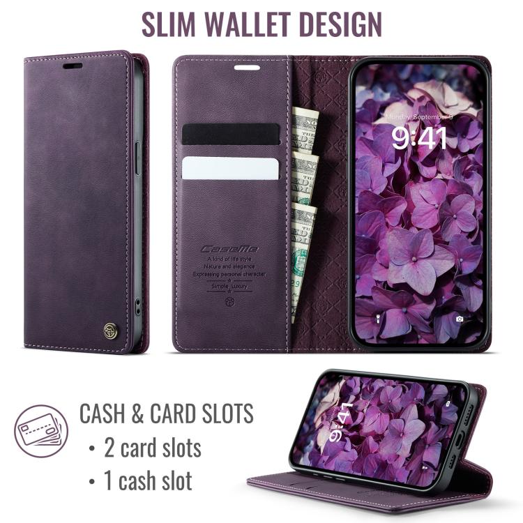 For iPhone 12 Pro Max CaseMe 033 Calf Leather Lining Microfibre RFID Blocking Phone Case