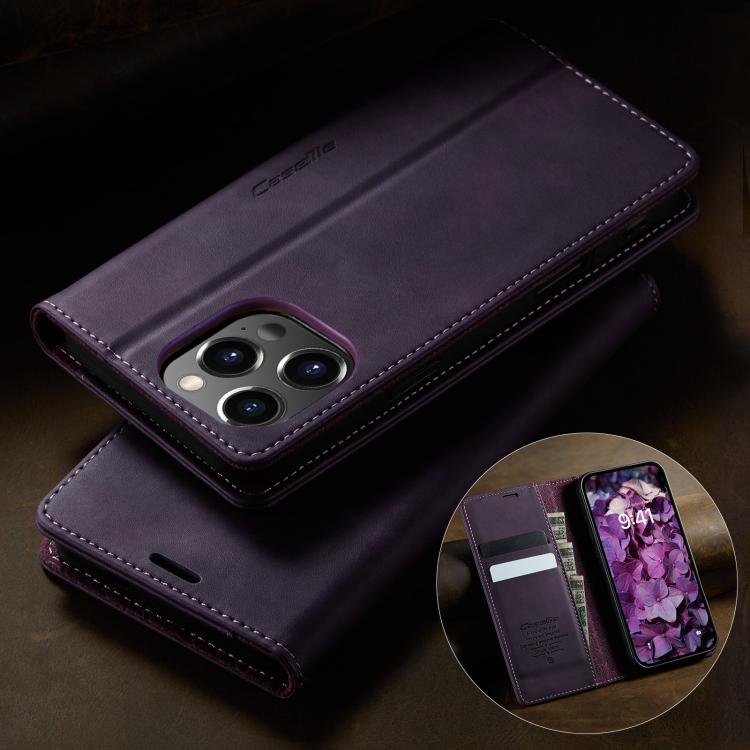 For iPhone 12 Pro Max CaseMe 033 Calf Leather Lining Microfibre RFID Blocking Phone Case