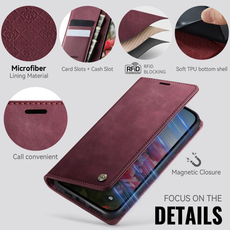For iPhone XR CaseMe 033 Calf Leather Lining Microfibre RFID Blocking Phone Case