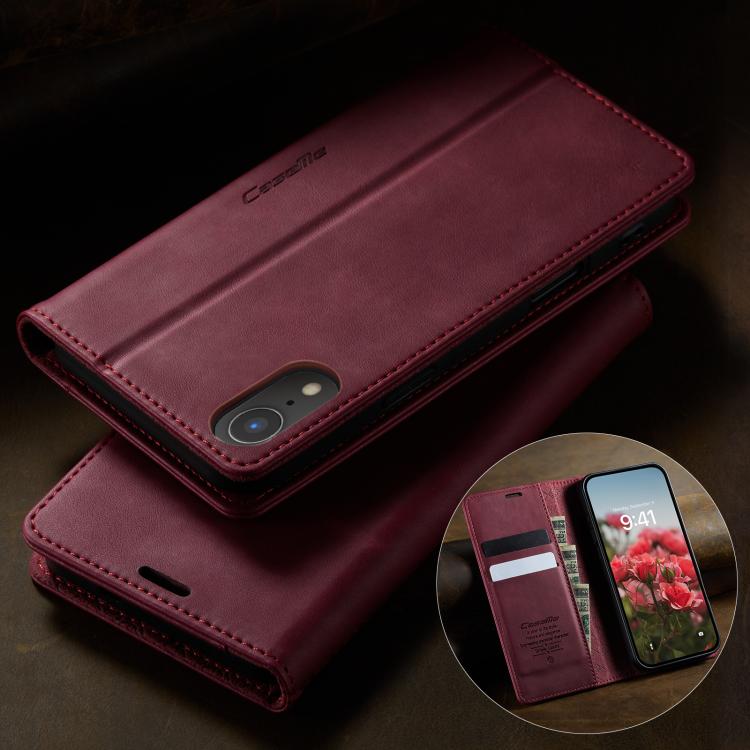 For iPhone XR CaseMe 033 Calf Leather Lining Microfibre RFID Blocking Phone Case
