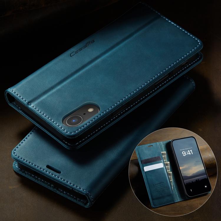 For iPhone XR CaseMe 033 Calf Leather Lining Microfibre RFID Blocking Phone Case