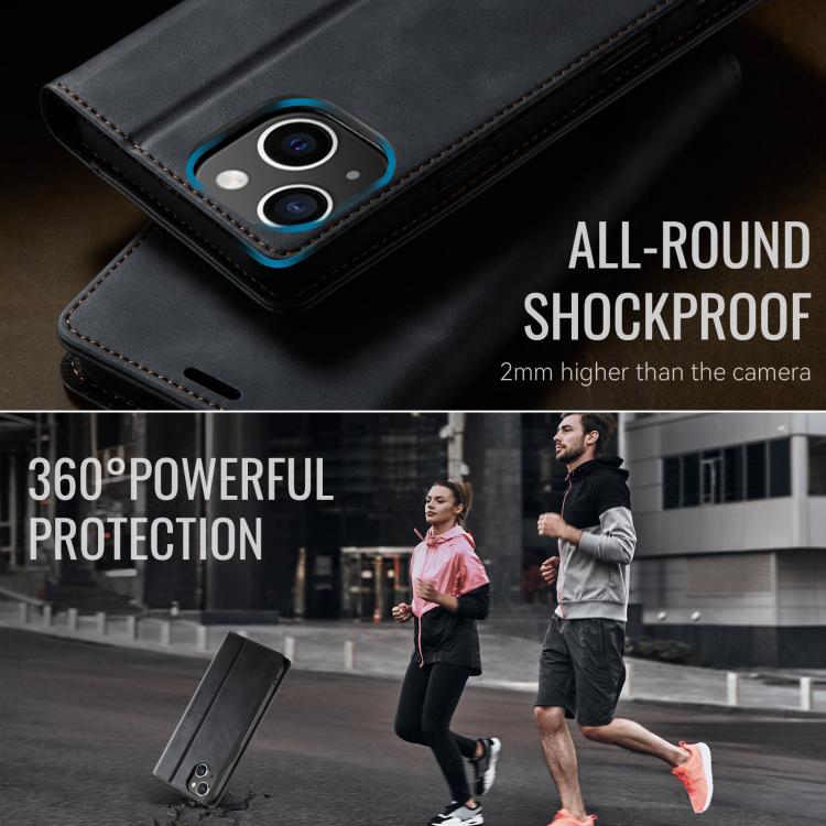 For iPhone 13 mini CaseMe 033 Calf Leather Lining Microfibre RFID Blocking Phone Case
