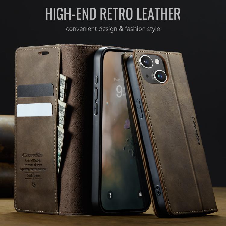 For iPhone 13 mini CaseMe 033 Calf Leather Lining Microfibre RFID Blocking Phone Case