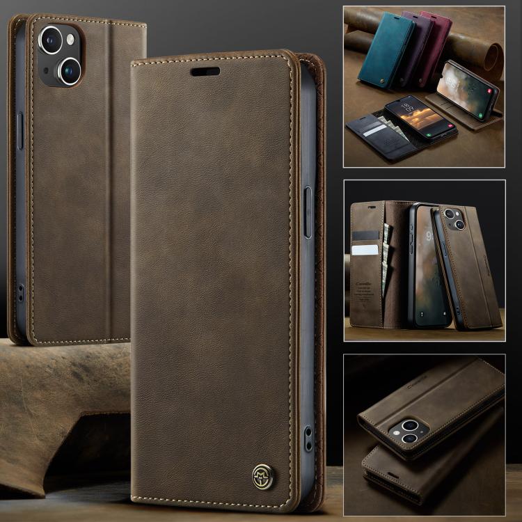For iPhone 13 mini CaseMe 033 Calf Leather Lining Microfibre RFID Blocking Phone Case