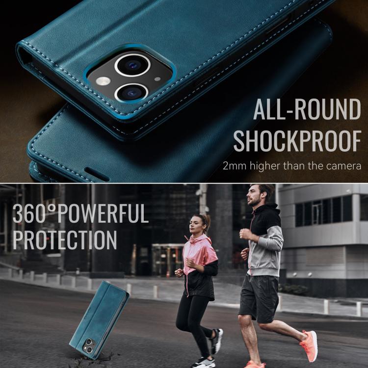 For iPhone 13 mini CaseMe 033 Calf Leather Lining Microfibre RFID Blocking Phone Case