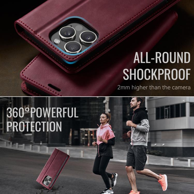 For iPhone 13 Pro CaseMe 033 Calf Leather Lining Microfibre RFID Blocking Phone Case