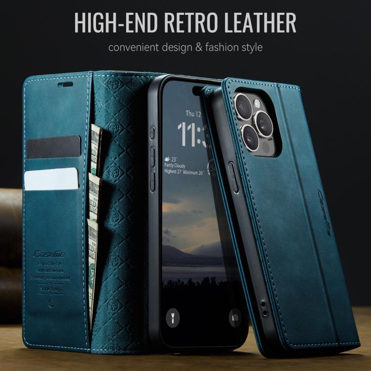 For iPhone 13 Pro CaseMe 033 Calf Leather Lining Microfibre RFID Blocking Phone Case