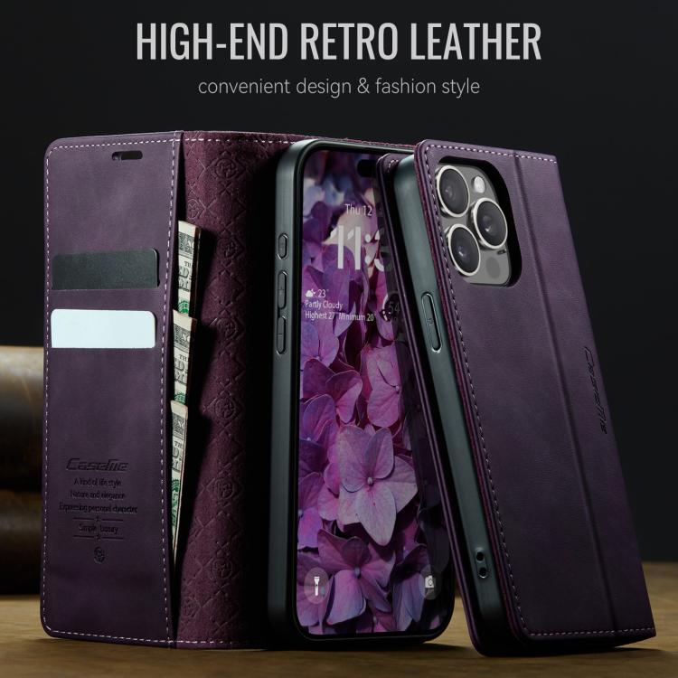 For iPhone 13 Pro CaseMe 033 Calf Leather Lining Microfibre RFID Blocking Phone Case