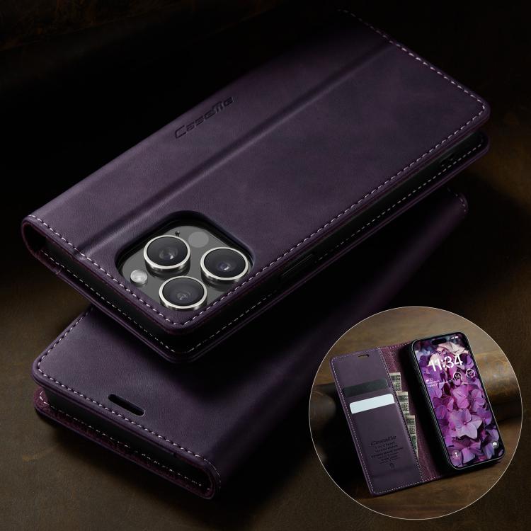 For iPhone 13 Pro CaseMe 033 Calf Leather Lining Microfibre RFID Blocking Phone Case