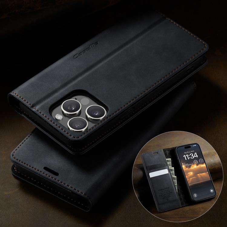 For iPhone 13 Pro Max CaseMe 033 Calf Leather Lining Microfibre RFID Blocking Phone Case