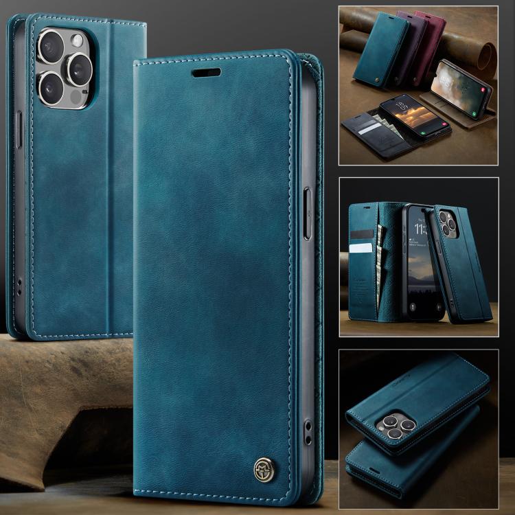 For iPhone 13 Pro Max CaseMe 033 Calf Leather Lining Microfibre RFID Blocking Phone Case