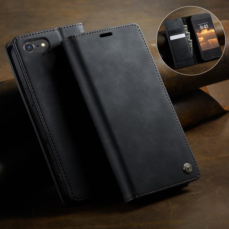 For iPhone SE 2022 / 8 / 7 CaseMe 033 Calf Leather Lining Microfibre RFID Blocking Phone Case