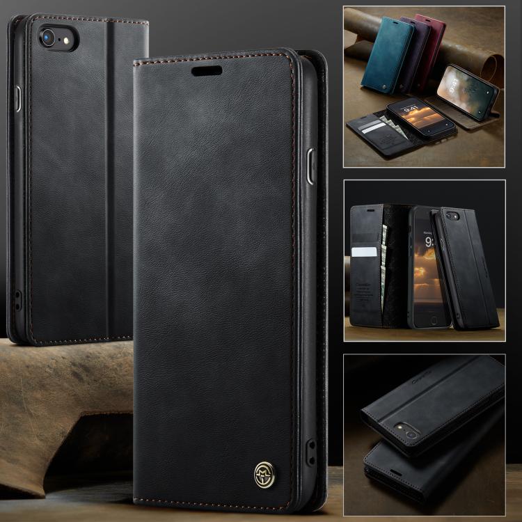 For iPhone SE 2022 / 8 / 7 CaseMe 033 Calf Leather Lining Microfibre RFID Blocking Phone Case