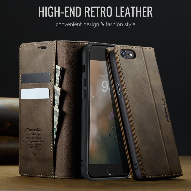 For iPhone SE 2022 / 8 / 7 CaseMe 033 Calf Leather Lining Microfibre RFID Blocking Phone Case