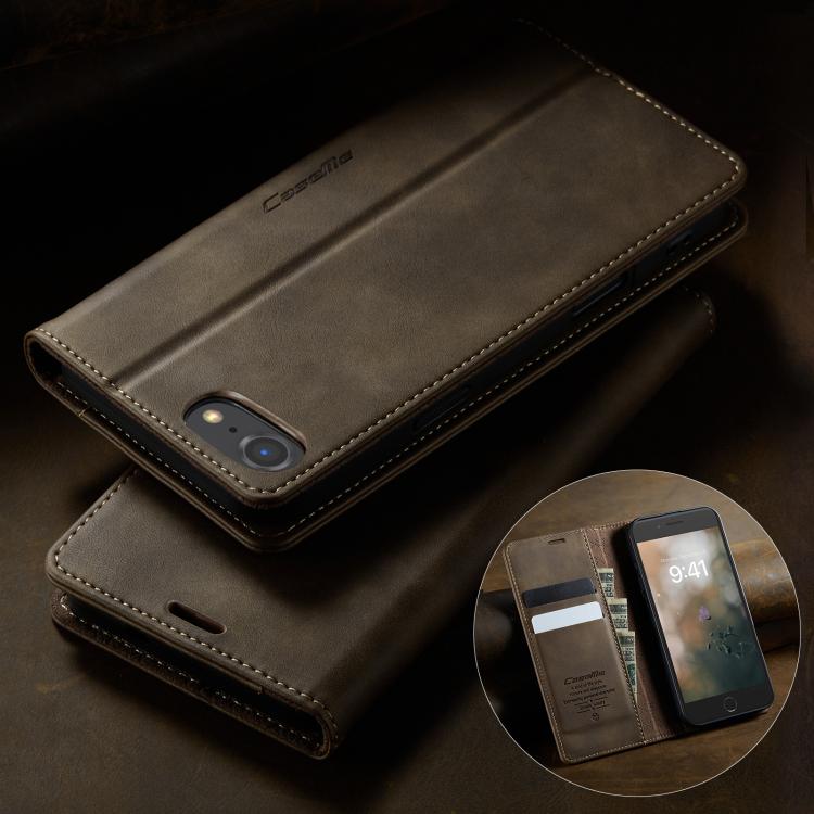 For iPhone SE 2022 / 8 / 7 CaseMe 033 Calf Leather Lining Microfibre RFID Blocking Phone Case
