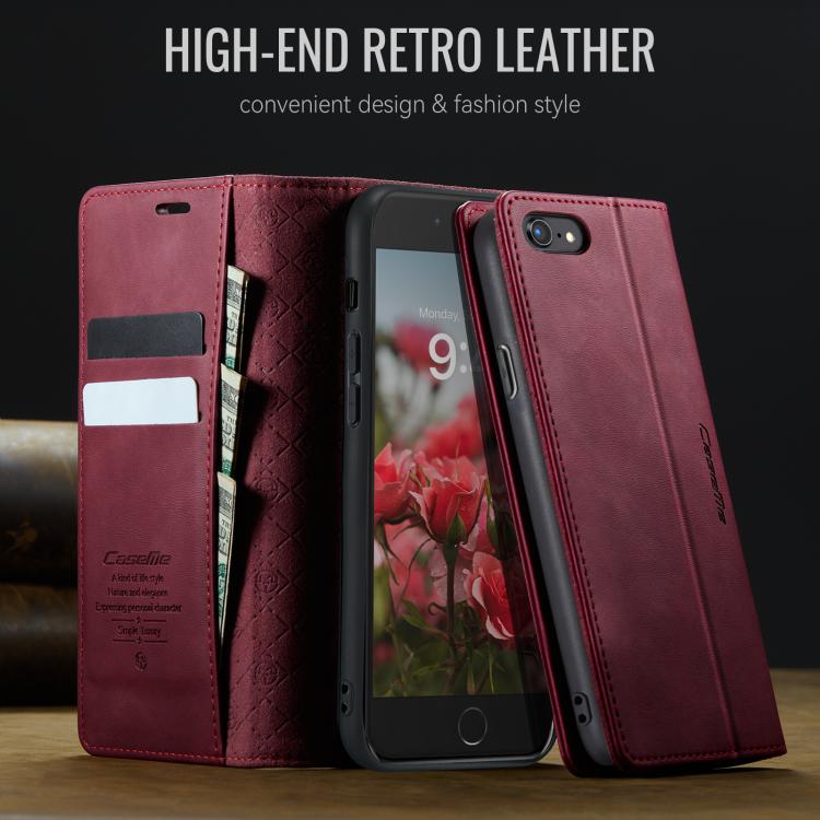 For iPhone SE 2022 / 8 / 7 CaseMe 033 Calf Leather Lining Microfibre RFID Blocking Phone Case