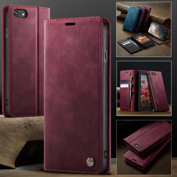 For iPhone SE 2022 / 8 / 7 CaseMe 033 Calf Leather Lining Microfibre RFID Blocking Phone Case