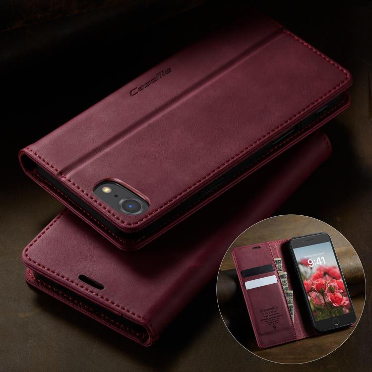 For iPhone SE 2022 / 8 / 7 CaseMe 033 Calf Leather Lining Microfibre RFID Blocking Phone Case