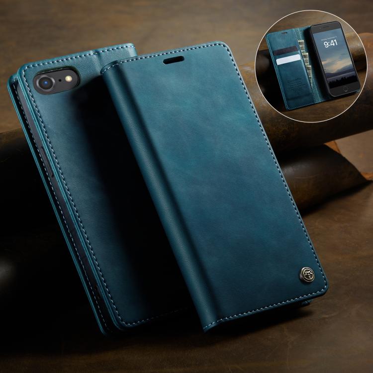 For iPhone SE 2022 / 8 / 7 CaseMe 033 Calf Leather Lining Microfibre RFID Blocking Phone Case