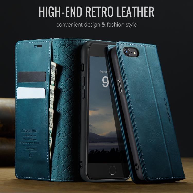 For iPhone SE 2022 / 8 / 7 CaseMe 033 Calf Leather Lining Microfibre RFID Blocking Phone Case