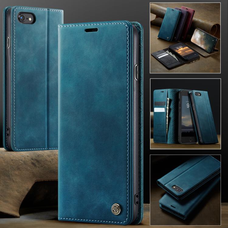 For iPhone SE 2022 / 8 / 7 CaseMe 033 Calf Leather Lining Microfibre RFID Blocking Phone Case