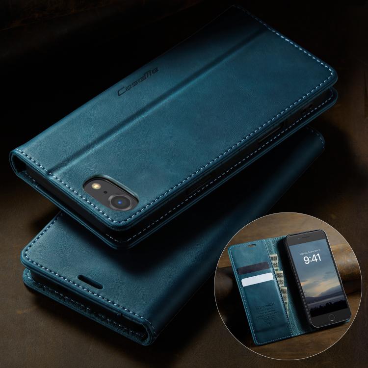 For iPhone SE 2022 / 8 / 7 CaseMe 033 Calf Leather Lining Microfibre RFID Blocking Phone Case