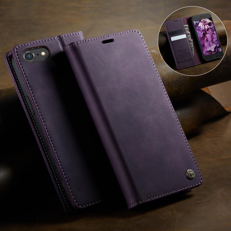For iPhone SE 2022 / 8 / 7 CaseMe 033 Calf Leather Lining Microfibre RFID Blocking Phone Case