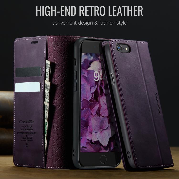 For iPhone SE 2022 / 8 / 7 CaseMe 033 Calf Leather Lining Microfibre RFID Blocking Phone Case