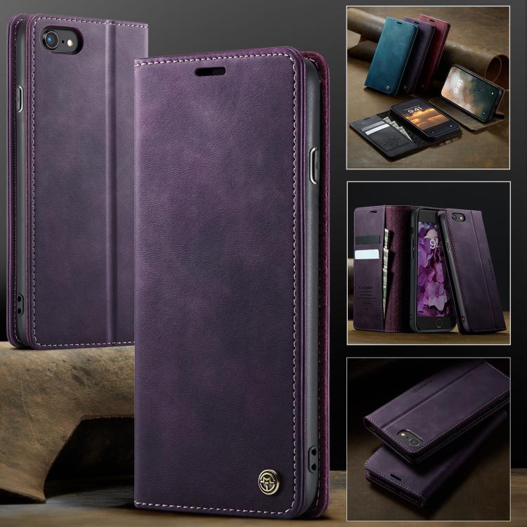 For iPhone SE 2022 / 8 / 7 CaseMe 033 Calf Leather Lining Microfibre RFID Blocking Phone Case