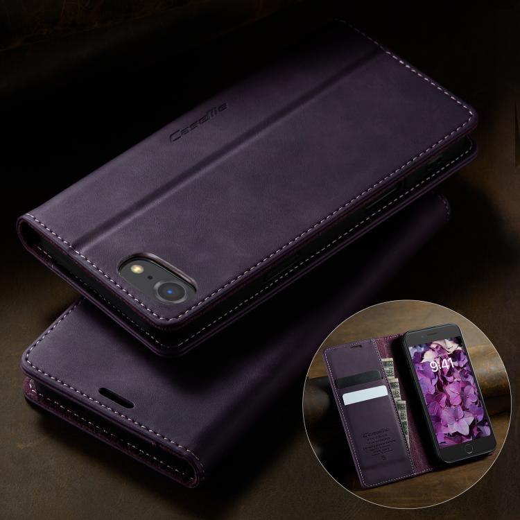 For iPhone SE 2022 / 8 / 7 CaseMe 033 Calf Leather Lining Microfibre RFID Blocking Phone Case