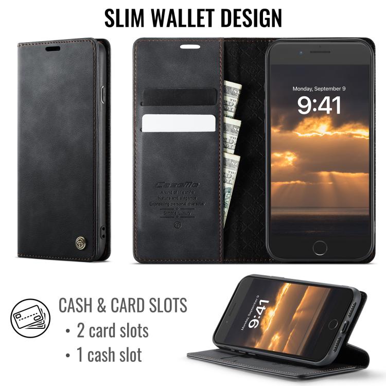 For iPhone 7 Plus / 8 Plus CaseMe 033 Calf Leather Lining Microfibre RFID Blocking Phone Case