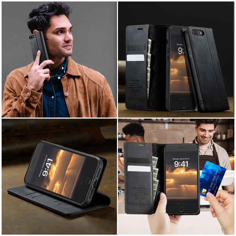 For iPhone 7 Plus / 8 Plus CaseMe 033 Calf Leather Lining Microfibre RFID Blocking Phone Case